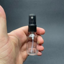 Mey İthalat 15 ml Şeffaf Cam Şişe Siyah Spreyli, 15CC Şeffaf Spreyli Boş Şişe x 6 Adet