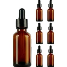 Mey İthalat 6 Adet 100 ml Amber Cam Damlalık Serum Şişesi 100 cc Siyah Kapaklı Kahverengi Dropper Cam Şişe