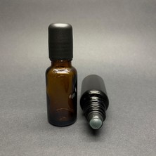 Mey İthalat 20 cc Amber Cam Roll On Şişesi, Siyah Kapaklı Rollon Şişe 20 ml x 3 Adet