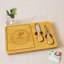 Uravas Store Bambu Peynir Sunum Panosu 19X29 cm - Ahşap Saplı Bıçaklı