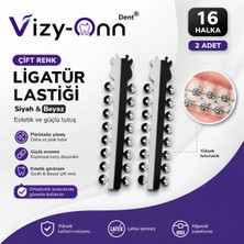 Vizy - Onn Elastik Ligatür Lastiği Siyah Beyaz Çift Renk 2 Adet Çubuk (14 Halka)