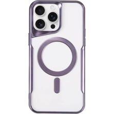 Uravas Store Apple iPhone 15 Pro Max Kılıf Boyi Magsafe Silikon Kapak - Derin Mor