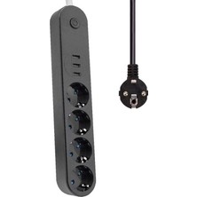 Nemere Akım Korumalı Isıya Dayanıklı 4 Lü 2 mt Uzatma 3 Adet USB 3402