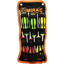 Uravas Store Bez Çantalı Renkli - Kauçuk Kaplama Saplı Darbeli 6lı Set Çift Taraflı Tornavida Takımı