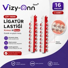Vizy - Onn Elastik Ligatür Lastiği Kırmızı Beyaz Çift Renk 2 Adet Çubuk (14 Halka)