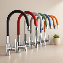 Uravas Store Mutfak Batarya Ucu Düz Başlı Krom Silikon Kaplamalı Yaylı