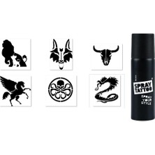 Mey İthalat Dragon Kurt Spray Tattoo Geçici Sprey Dövme Seti