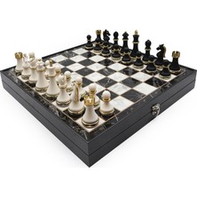 Zero Land Aconcept Metal & Polyester Ahşap Satranç Takımı – Siyah Beyaz MK36P - MK36P
