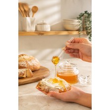 Porsima LM-0018 Kaşıklı Kapaklı Cam Şekerlik Sunumluk Bal ve Reçel Kavanozu Saklama Kabı 200ML