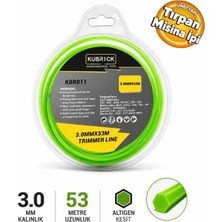 Kubrick KBR011 Misina 3.0 mm x 53 Metre Altıgen Dayanıklı Yeşil Misina Tırpan Çimen Ot Biçme Ipi Misina