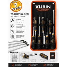 Xubin 7 Parça Darbeli Dayanıklı Metal Uç Saplı Tornavida Takımı Düz ve Yıldız Tornavida Set
