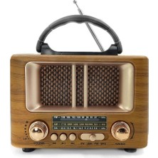 Uravas Store Küçük Mini Boy Retro Ahşap Tasarım Bluetooth Hoparlörlü Radyo – Fm/am Destekli, Şarjlı ve Taşınabilir Radyo NS-8108