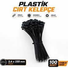 Badem10 Kablo Bağı Plastik Cırt Kelepçe 3,6X250 mm 100 Adet Kablo Düzenleyici Bağlama Toplama Aparatı