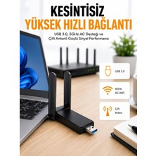 Nemere Mbps Wifi Alıcı Kablosuz Wifi Adaptörü Çift Band Çift Antenli Yeni Nesil
