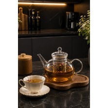 Porsima LM-0111 Flora Borosilikat Cam Süzgeçli Demlik Bitki Çayı Demliği 1000ML