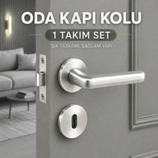 Badem10 [1 Takım] Hira Nisa Saten Renk Yuvarlak Rozetli Oda Kapı Kolu Modern Şık Iç Kapı Kolu Sağ Sol Uyumlu