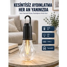 Nemere 3 Farklı Mod Led'li Şarjlı Asma Kancalı Kamp Lambası Taşınabilir Ampul