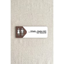 Kadın - Erkek Wc Kapı Tabelası – Mdf Tuvalet Yönlendirme Levhası | 19X7 cm Çift Katmanlı