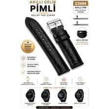 onlinekordon Amazfit T-Rex Pro Uyumlu 22MM Siyah Akıllı Pimli Kolay Sök Tak Sentetik Deri Akıllı Saat Kordonu Timsah Desenli