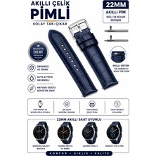 onlinekordon Amazfit Gtr 4 Uyumlu 22MM Lacivert Akıllı Pimli Kolay Sök Tak Sentetik Deri Akıllı Saat Kordonu Timsah Desenli