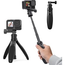 CoverZone Telesın Aksiyon Kamerası Mini Tripod Selfie Çubuğu | Kompakt ve Taşınabilir, Hızlı Çıkarılabilir Selfie Stick, Gopro, Osmo Action, INSTA360 Aksiyon Kameraları ile Uyumlu, 40 cm, S1-Mnp-02