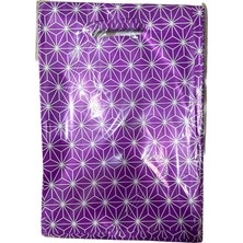 Omeyva Mor Çizgili Desenli Metalize Hediye Paketi El Geçmeli Poşet - 13X20 Cm. - 100 Adet