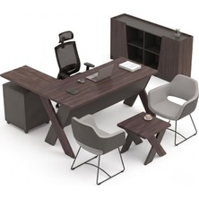 Ofisimi X Gen L Masa Çalışma Ofis Masa Takımı 140 Cm (Koyu Meşe)