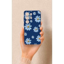 Vip Case Samsung S26 Ultra Uyumlu Mavi Papatya Desenli Silikon Kılıf