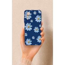 Vip Case Redmi Note 12S Uyumlu Mavi Papatya Desenli Silikon Kılıf