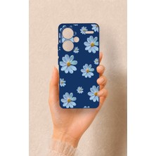 Vip Case Redmi Note 13 Pro Plus Uyumlu Mavi Papatya Desenli Silikon Kılıf
