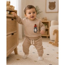Omeca Concept Penguen Baskılı 2'li Erkek Çocuk Takımı – Sweatshirt ve Jogger Alt | Günlük Bebek Eşofman Takımı