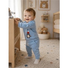 Omeca Concept Penguen Baskılı 2'li Erkek Çocuk Takımı – Sweatshirt ve Jogger Alt | Günlük Bebek Eşofman Takımı