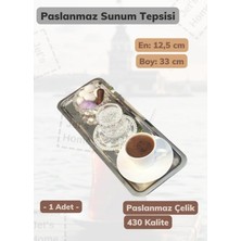 Jet's Home Sunum Tepsisi Paslanmaz Servis Tepsisi Çelik Çay Tepsi Kahve Tepsisi 33 cm