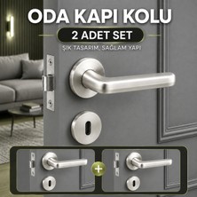 Badem10 [2 Takım] Hira Nisa Saten Renk Yuvarlak Rozetli Oda Kapı Kolu Modern Şık Iç Kapı Kolu Sağ Sol Uyumlu
