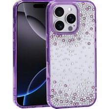 More TR iPhone 16 Pro Kılıf Kamera Yükseltili Simli Damla Taşlı Silikon Mtr