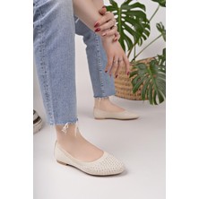 Nesil Shoes Sdf 243 Ten Triko Taşlı Kadın Babet
