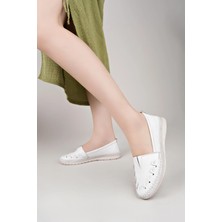 Nesil Shoes Knc 022 Beyaz Hakiki Soft Deri Kadın Ayakkabı