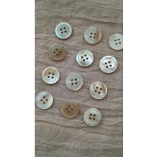 ILCARE Doğal Trokas Hakiki Inci Midye Kabugu  Sedef  Düğme -13 mm 12 Adet