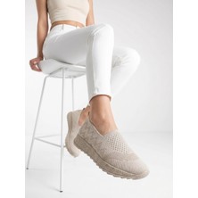 Nesil Shoes Aky 055 Krem Triko Yazlık Kadın Ayakkabı