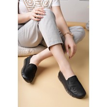 Nesil Shoes Knc 10 Siyah Hakiki Deri Şeffaf Taban Kadın Ayakkabı