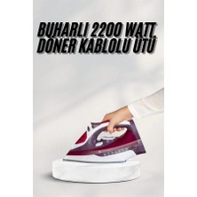 Renas Store Yeni Nesil Kırmızı Buharlı Ütü 2200 Watt Seramik Tabanlı Yüksek Buhar Gücü Yeni Nesil