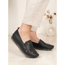 Nesil Shoes Knc 23 Siyah Hakiki Soft Deri Kadın Ayakkabı