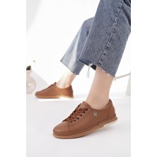 Nesil Shoes Modessa 160 Taba Bağcıklı Hakiki Soft Deri Kadın Ayakkabı