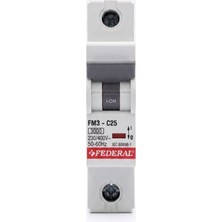 Eco Lounge 1 Adet Federal 1X25 A C Tipi 3ka Otomatik Sigorta Fm3-C 9EC-C0331-0D25