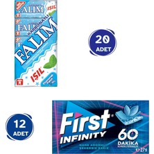 Falım (7gr x 5) x 20 - First (27GR x 12) Avantajlı Falım Işıl Sakız ve First 60 Dakika Keskin Nane