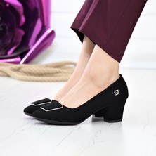 Nesil Shoes Desca 220 Siyah Süet Topuklu Günlük Kadın Ayakkabı