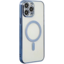 Renas Store Apple iPhone 14 Pro Kılıf Magneticsafe Lazer Silikon - Sierra Blue