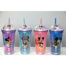 Renas Store Sevimli Mickey Mouse Işıklı Pipetli Boncuklu Suluk & Bardak 400 ml ALK3147