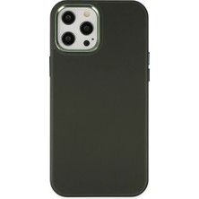 Renas Store Apple iPhone 12 Pro Max Kılıf Asya Deri Silikon - Koyu Yeşil