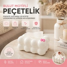 Renas Store 19X12.5X8.5CM Beyaz Yaylı Masaüstü Bubble Dekoratif Bulut Peçetelik